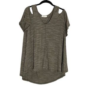 OLIVE LUSH COLD SHOULDER SHORT SLEEVE TOP